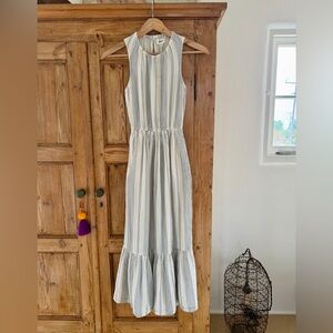 Sleeveless Striped NWT Pact Coastal Double Cloth Cotton cut-out Midi Dress.